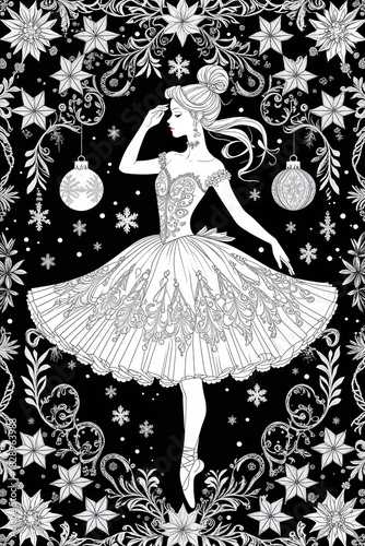 Christmas Ballerina coloring page