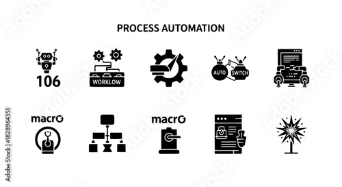 Glyph icon set for streamlining business workflow automation and robotic development