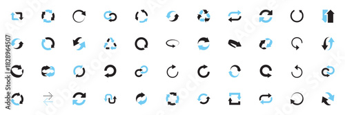 Circular reload and refresh arrows for loop and update icons.