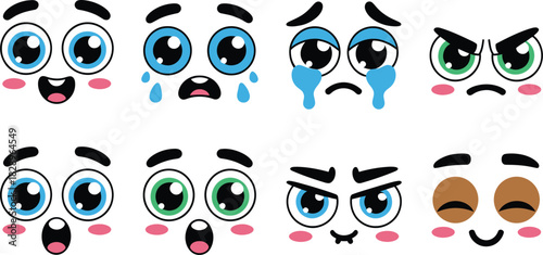 Collection of cartoon faces expressing various emotions