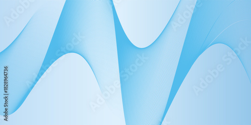 Deep sky blue gradient abstract background with stripes curve line vector image