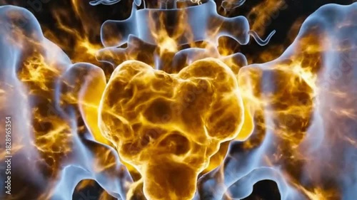 Radiographic view of lower spine and pelvis with inflammation effect on the sacrum area