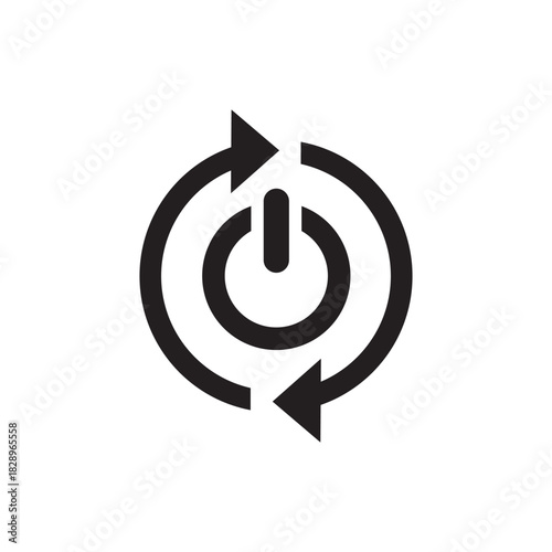 Power Button with Circular Arrow Icon for Restart and Refresh Concept
