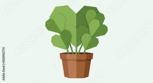 Stylized Potted Plant Illustration Fresh Foliage, Indoor Gardening, and Green Growth