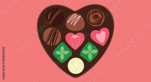 Delicious chocolate candies in a heart-shaped box, perfect gift for Valentine's Day