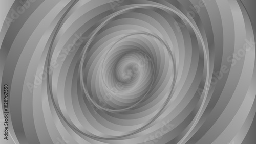 An abstract gray spiral background featuring smooth layered curves that create a soft vortex effect. The design has a modern, minimalistic look suitable for use in graphic design, wallpaper.