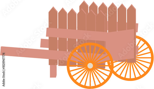 Wooden Decorative Garden Wheelbarrow Isolated Element