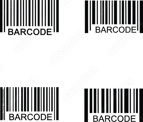 Collection of four different barcode designs on a white background suitable for product identification inventory management and retail applications in black and white