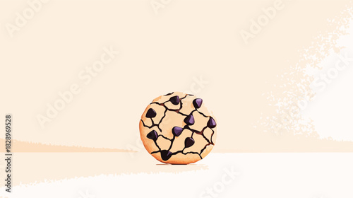 A digitally crafted animated cookie crumbles and breaks apart, showcasing a playful and abstract representation of disintegration on a soft, neutral-toned background, perfect for food or design