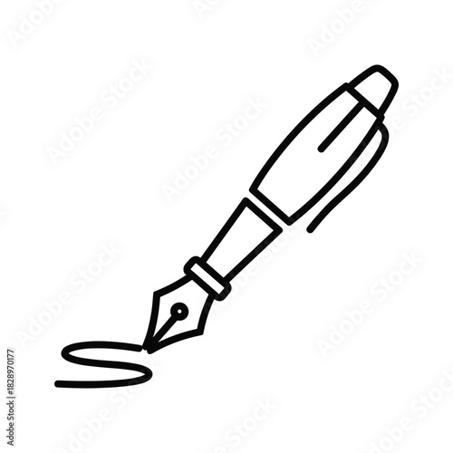 Elegant fountain pen drawing a fluid line, perfect for creative writing, calligraphy projects, and design elements with a classic, artistic touch