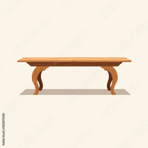 Elegant wooden table illustration with intricately carved legs design