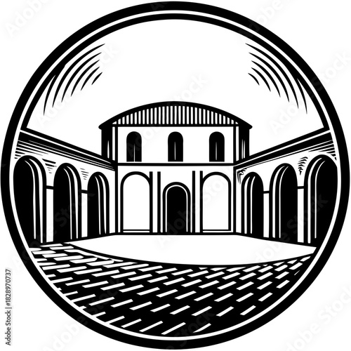 Classic courtyard architecture emblem