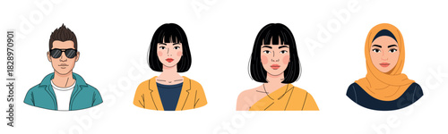 Diverse portraits of young adults: casual, professional, artistic, cultural styles