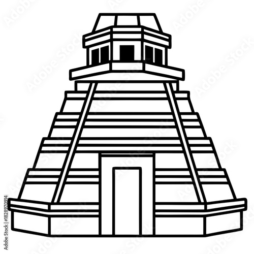 black and white pyramid building outline clip art preview