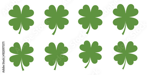Seamless pattern of green four leaf clovers on a white background for st patrick's day