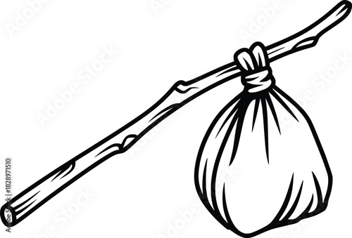 Hobo Stick Bundle Icon Vector.
