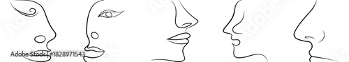 Modern Minimalist Line Art Profiles Depicting Diverse Human Faces for Creative Design