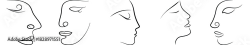 Diverse Human Face Profile Drawings with Minimalist Line Art and Abstract Sketch Styles