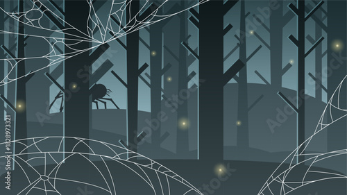 Spider Web On Dark Background Halloween Design Elements Spooky Scary Horror Decor Vector