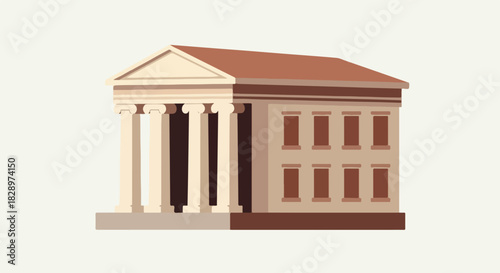 Classical Architecture Design with Iconic Greek Temple Features and Modern Building Elements