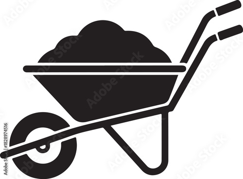 Modern wheelbarrow icon vector for farming and dirt carrying