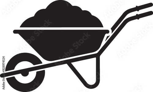 Modern wheelbarrow icon vector for farming and dirt carrying
