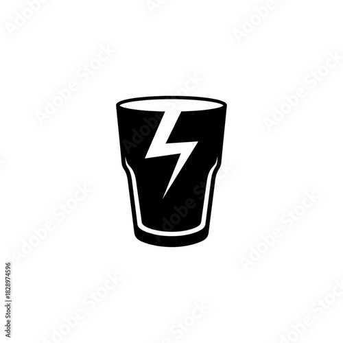Energy Drink Glass Icon | Power Beverage Silhouette