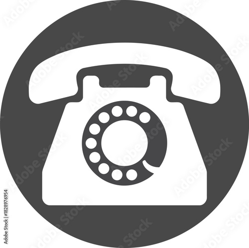 Minimalist classic rotary dial telephone icon depicting vintage landline communication device