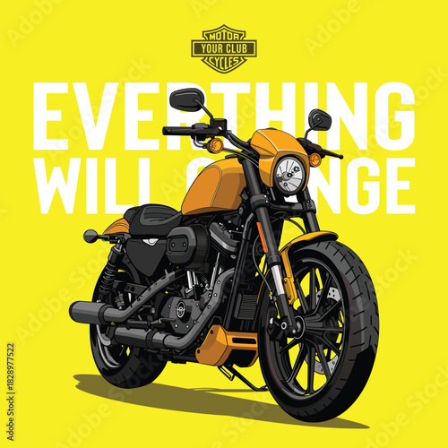 vector motorcycle x440 illustration on bright yellow background. Modern cruiser bike artwork ideal for posters, branding, automotive design, biker themes, and promotional graphics.