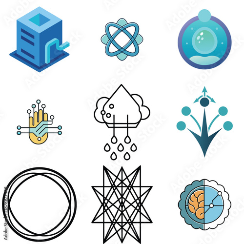 3d isometric data center server room technology symbol