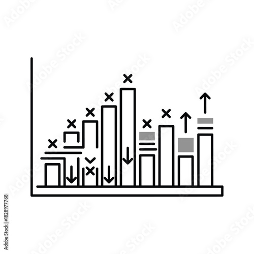 Analyze market trends with dynamic stock chart showing ups and downs for investment