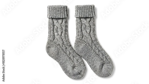 Cozy chunky knit wool socks with folded cuffs