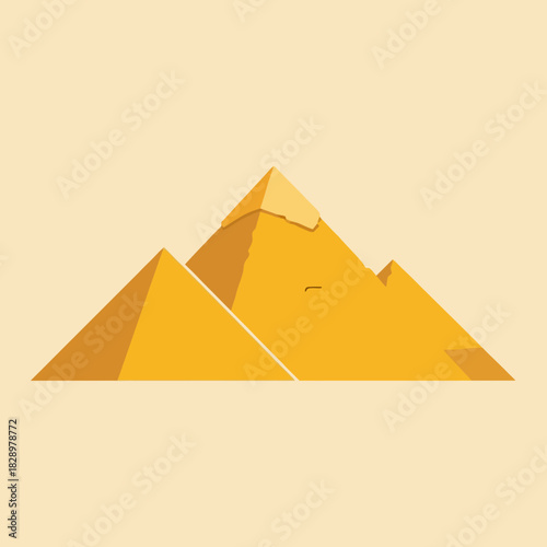 Ancient Egyptian Pyramids in a Minimalist Flat Design Style.