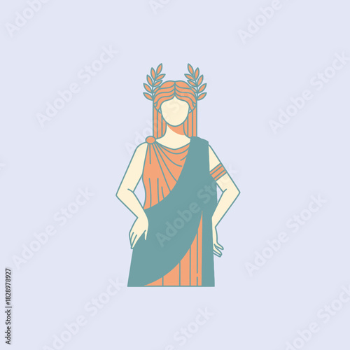 Ancient Greek Goddess with Laurel Wreath and Toga.