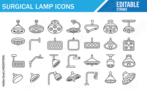 Professional surgical lighting outline vector collection