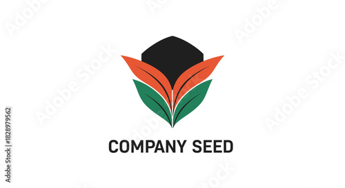 Abstract Seed and Leaf Logo Design for Company Branding.