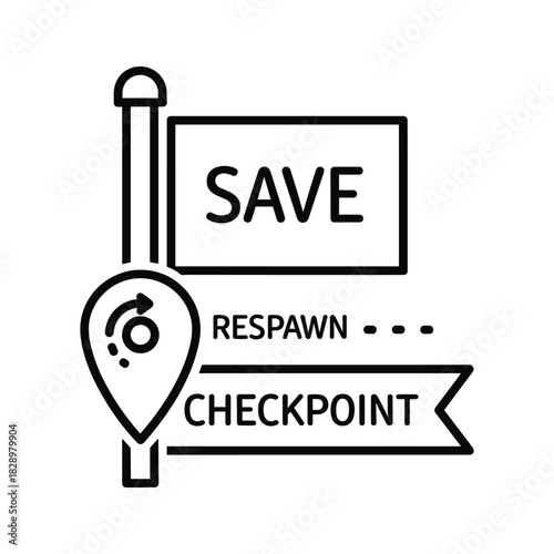 Save your progress with this respawn checkpoint icon for game development, ensuring players can return and continue the adventure, great for UI design