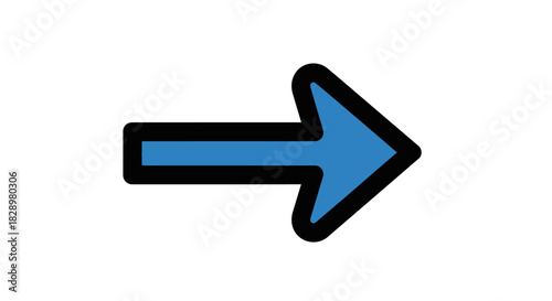 Blue arrow pointing right with a thick black outline.