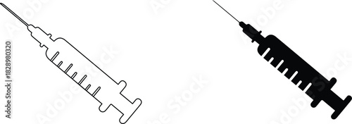 syringe  icon vector graphic illustration  with white background flat hand made icon fill icon .