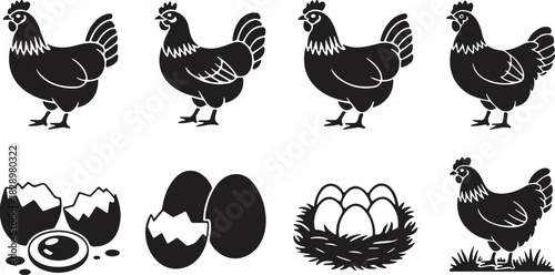 Child Silhouette Feeding Chickens Grain on a Farm, Boy Kneeling with Hands Open, Poultry Farming and Organic Food Concept, Nature Environment Vector Graphic.