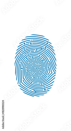 Blue Fingerprint Swirl on White Background.