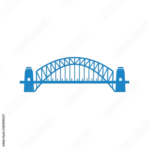 Blue Sydney Harbour Bridge Icon Isolated on White Background.