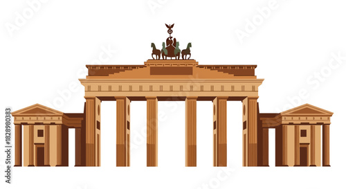 Brandenburg Gate Berlin Germany historical landmark illustration.