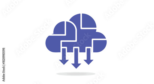 Cloud Computing Data Download Progress Arrows Illustration