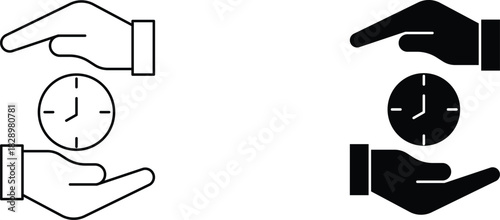 safe time  icon vector graphic illustration  with white background flat hand made icon fill icon .