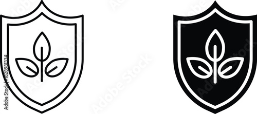 shield with leaf  icon vector graphic illustration  with white background flat hand made icon fill icon .