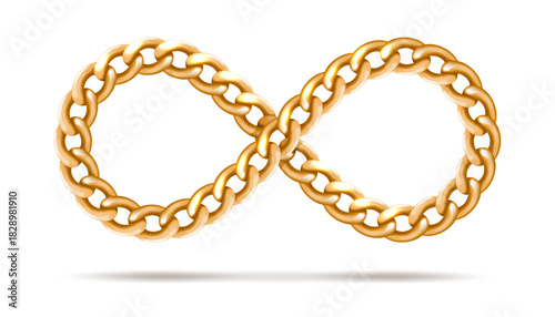 Gold chain in the shape of an infinity sign