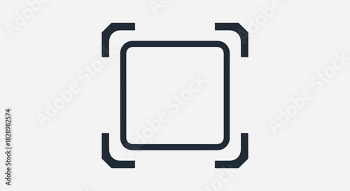 Focus frame icon for a digital interface or camera viewfinder. Vector graphic symbol representing selection, target, and scanning technology