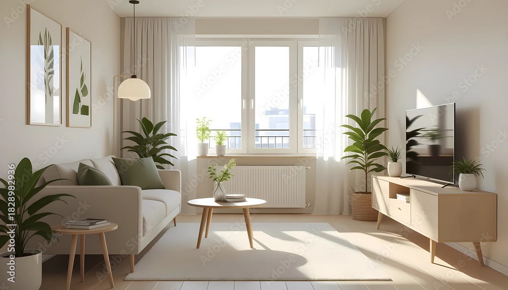 Fototapeta premium Minimalist Light Wood Living Design