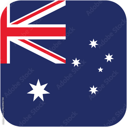 Australia Flag Icon – Rounded Square with Union Jack and Stars